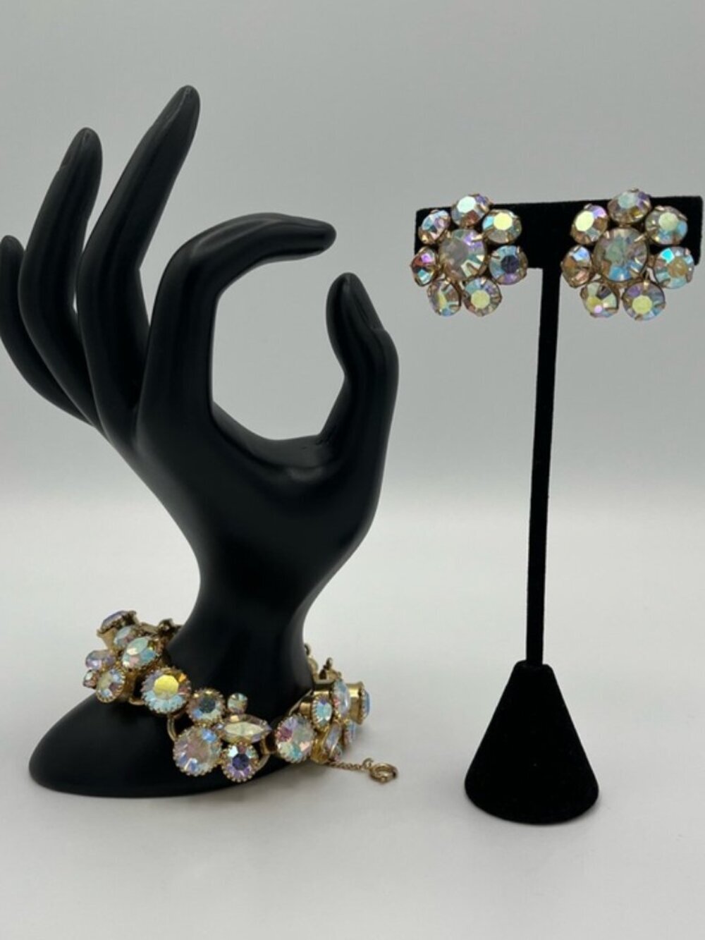 Mint Verified Juliana D&E Aurora Borealis Bracelet & Earring Set #1330 (1950s)